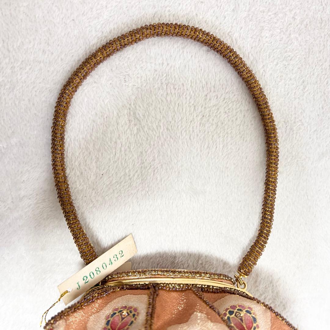 未使用タグ付 OKAJIMA オカジマ ビーズバッグ シルク 和装 ハンドバッグ