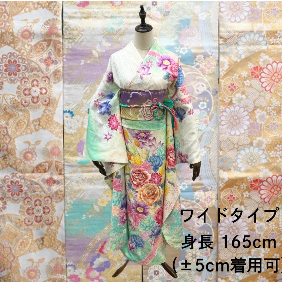 【大特価】ワケアリ 振袖セット 成人式 正絹 着付け練習用 白 103 ●