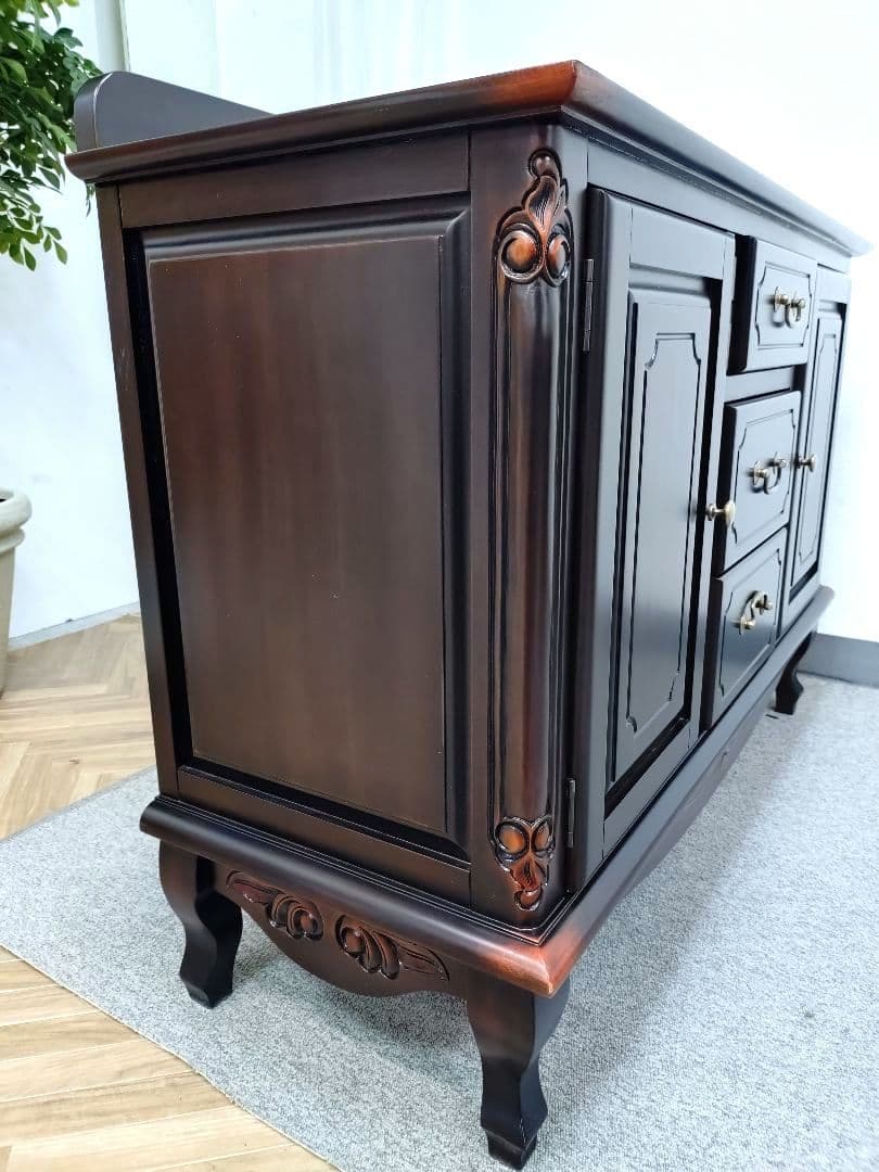 未使用アウトレット アンティーク調 猫脚 キャビネット マホガニー サイドボード
