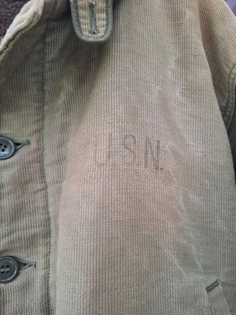 ヴィンテージ　40s 米軍 US NAVY N-1デッキジャケット　太畝ピケ　L