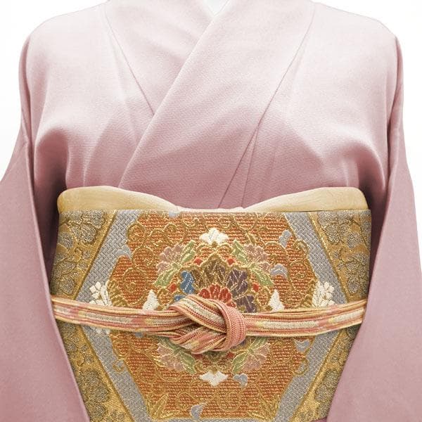 袋帯 京都 西陣 ゴールド 花唐草 華文 亀甲 訪問着や振袖に 中古 kp304