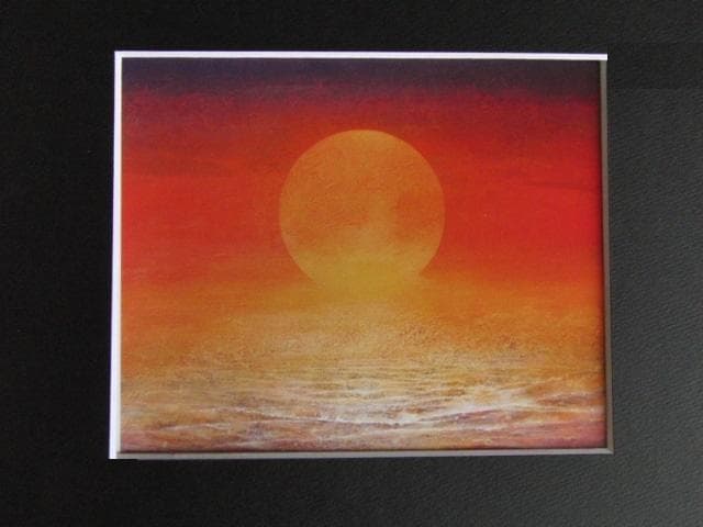 堀晃、【夕焼けの話】、希少な額装用画集画、新品高級額 額装付、状態良好