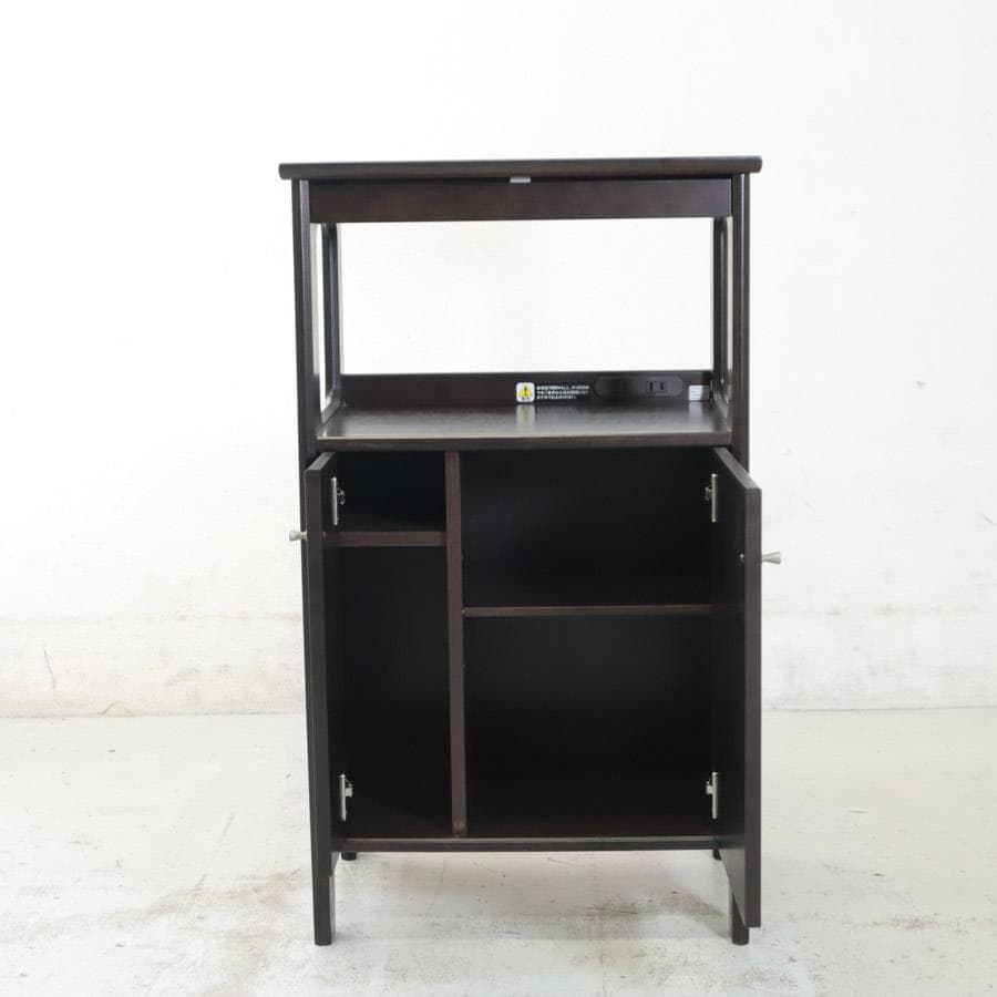 カリモク家具 電話台 FAX台 コンセント2個口 引き出し付き 扉付き収納