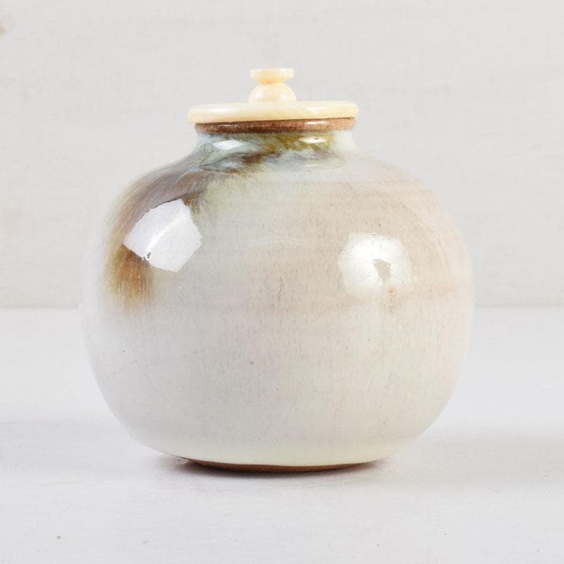 よりまき　茶道具　板谷波山作　素釉　茶入　仕覆付　共箱　D　9192