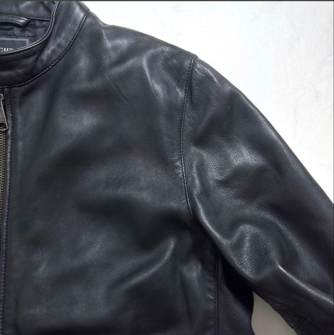 BEAMS シングルライダースジャケット●ラムレザー 本革 ブラック