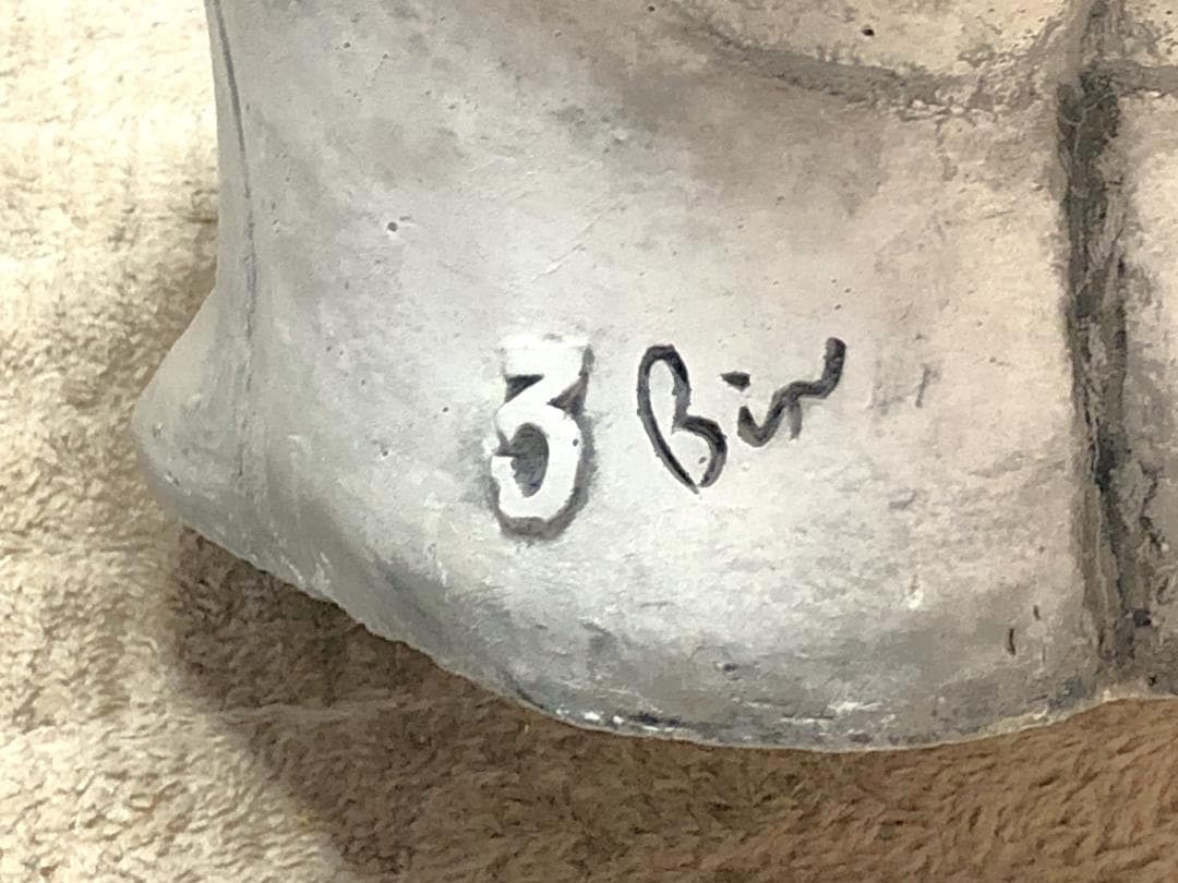 【 木の葉髪河童 石膏鉢 】　大正時代　カッパ/このはがみかっぱ