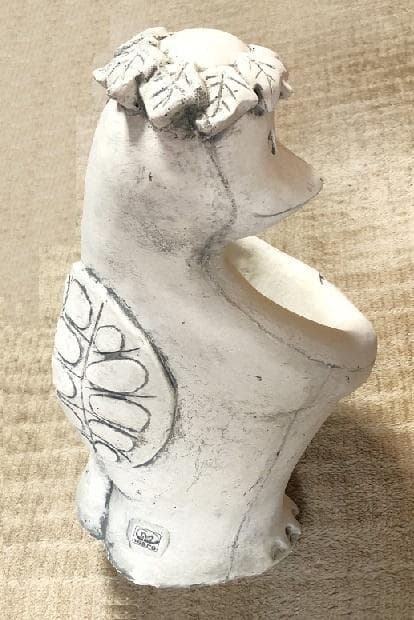 【 木の葉髪河童 石膏鉢 】　大正時代　カッパ/このはがみかっぱ