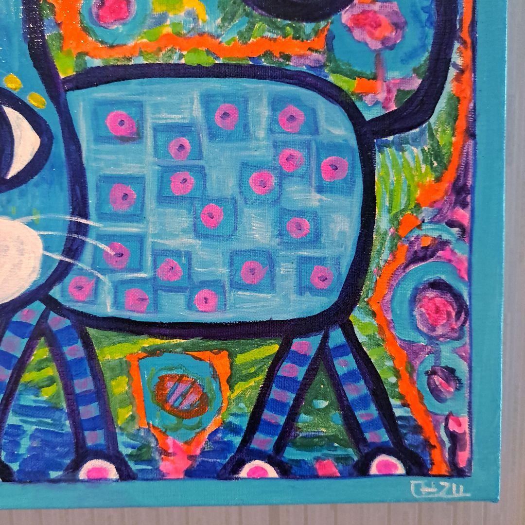 キャンバス油絵　 シー いつもごきげんな猫