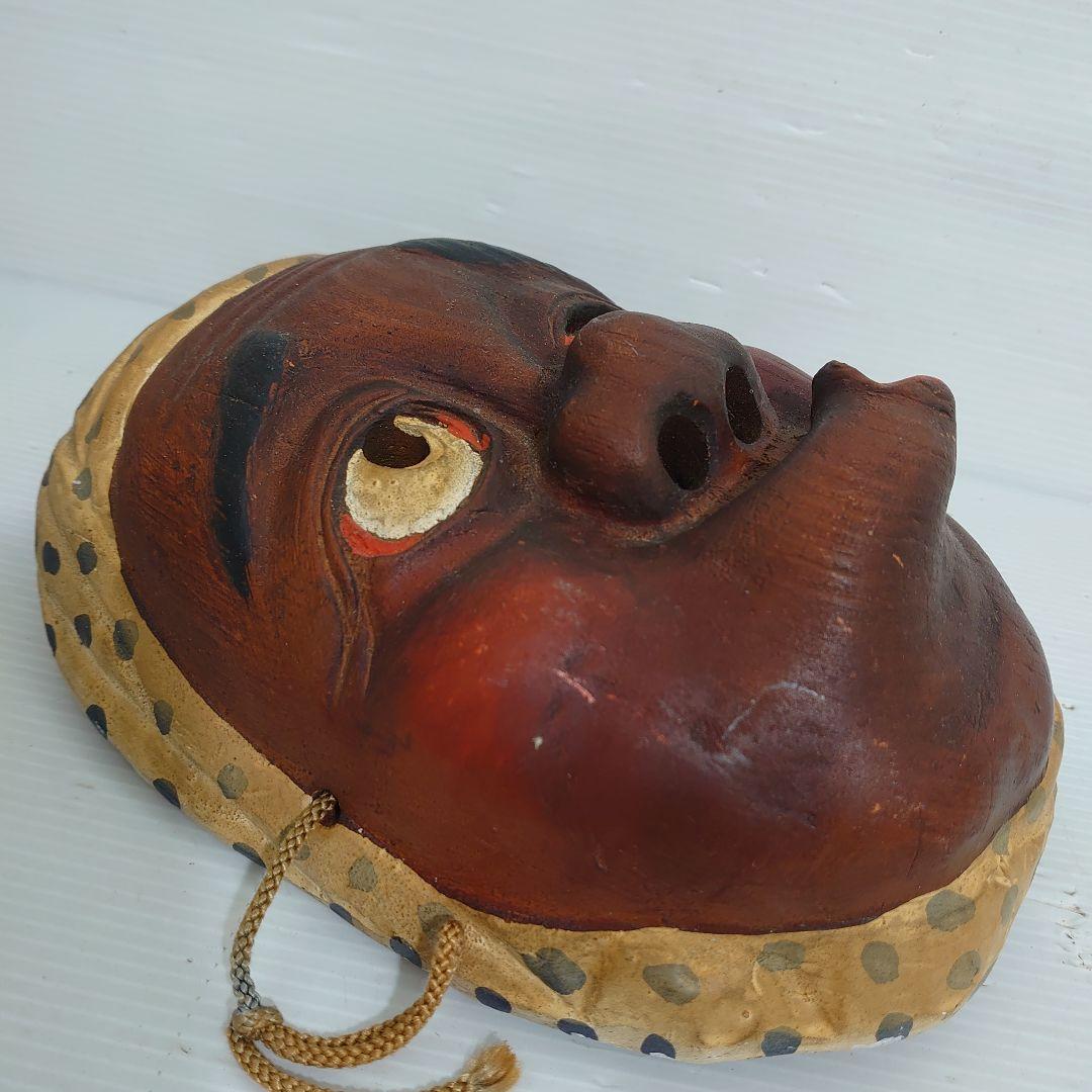 木彫り　ひょっとこ　お面　能面　アンティーク　縁起物　開運　魔除け