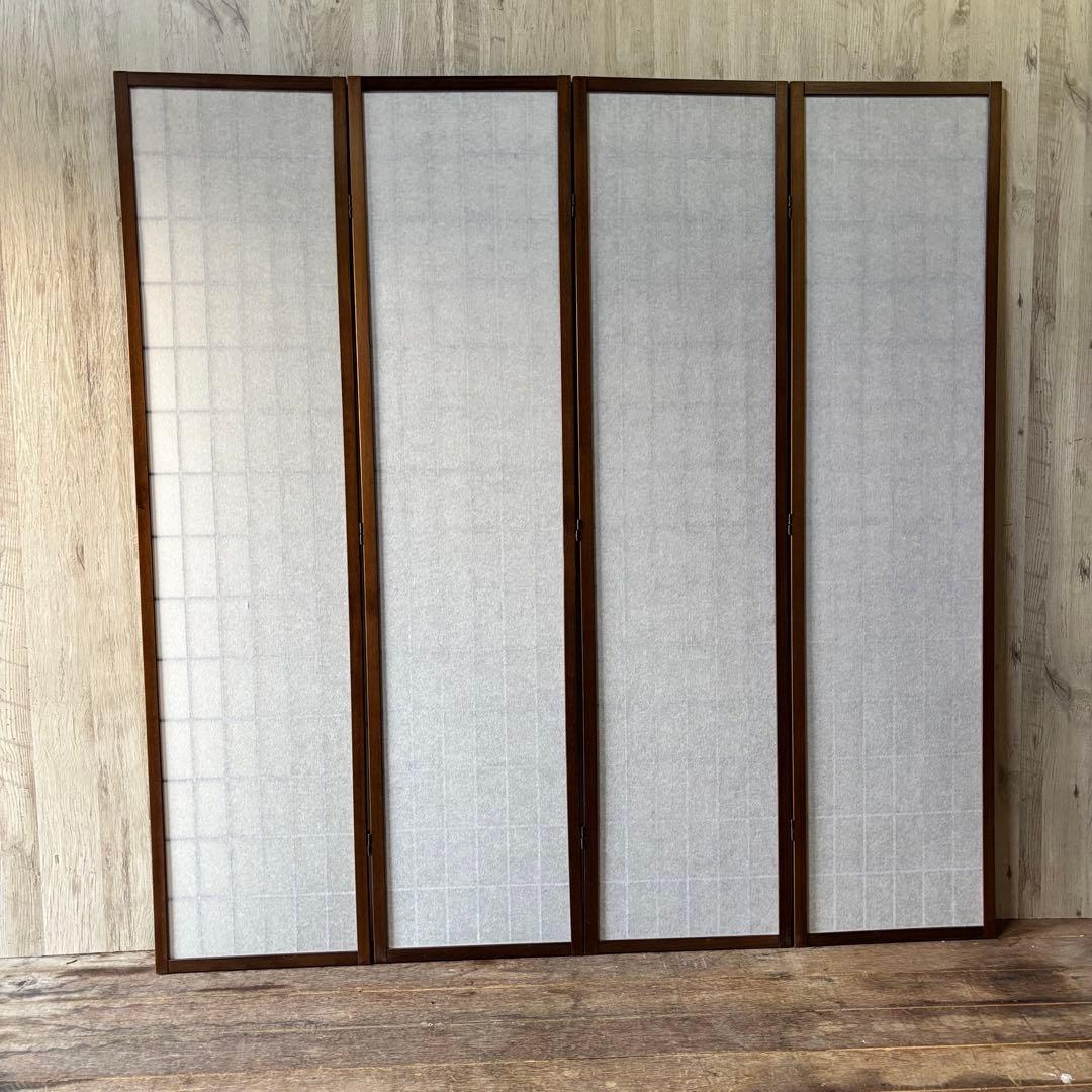 障子スクリーン 木製フレーム パーテーション 衝立 和風 2連+4連 目隠し
