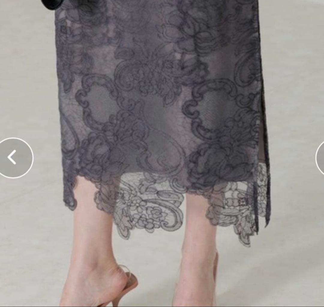 ほぼ新品❤️ Leja 異素材シアー刺繍レース プリーツ Iラインスカート S