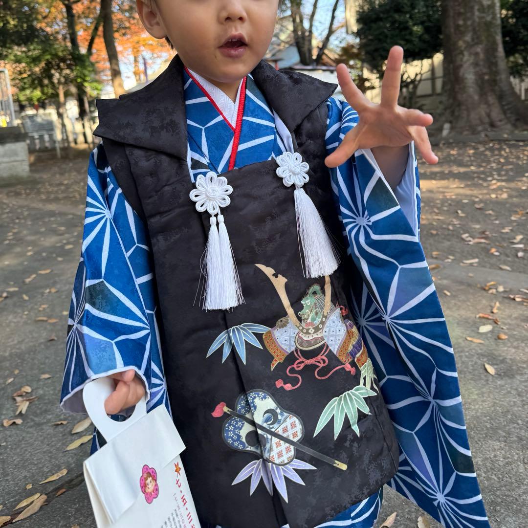 七五三　3歳　男の子　着物被布　フルセット