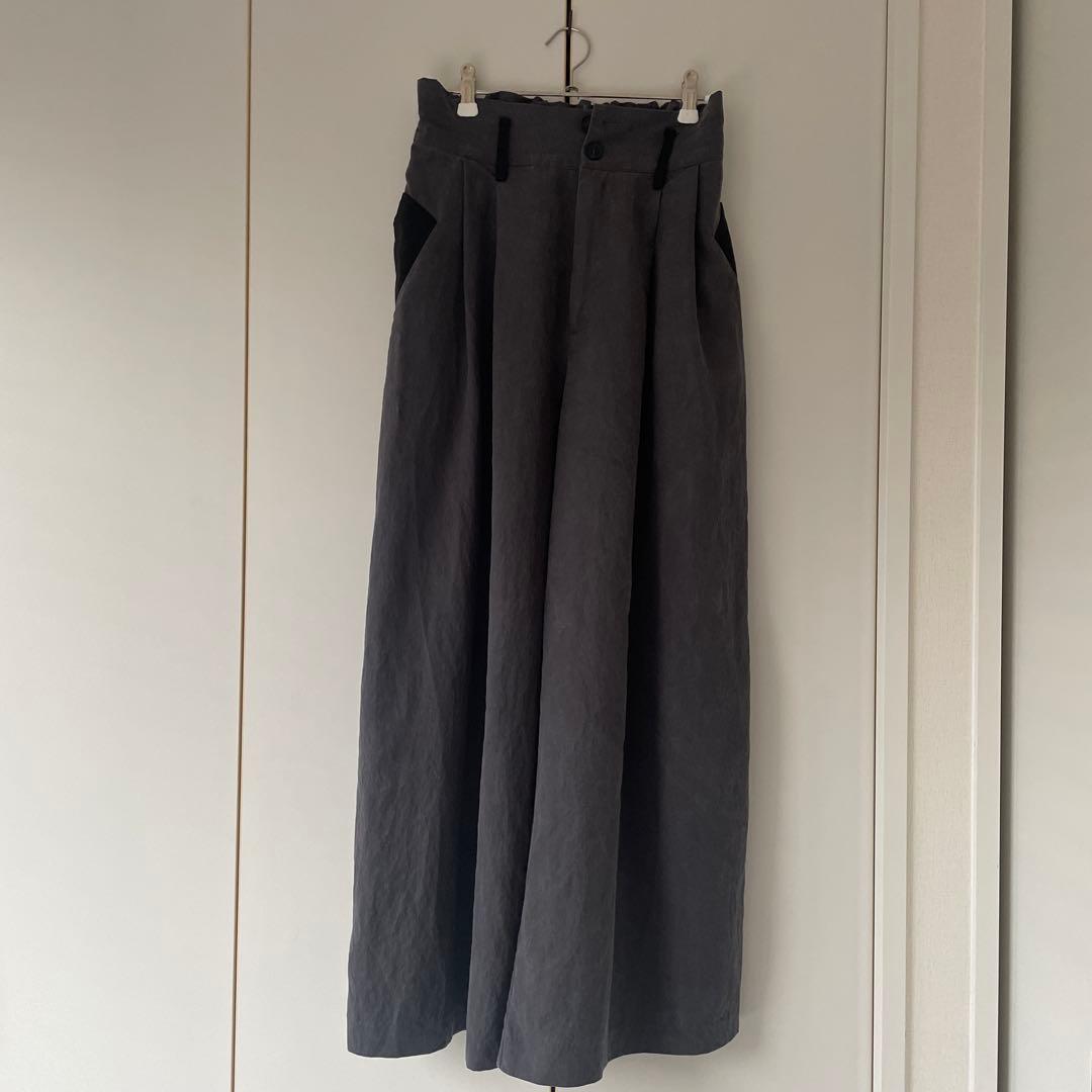 ANIECA ビックポケットバイカラーフレアパンツ