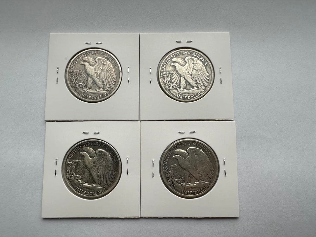 アメリカ銀貨　ウォーキングリバティー 銀貨　4枚　銀貨　ハーフダラー　本物保証