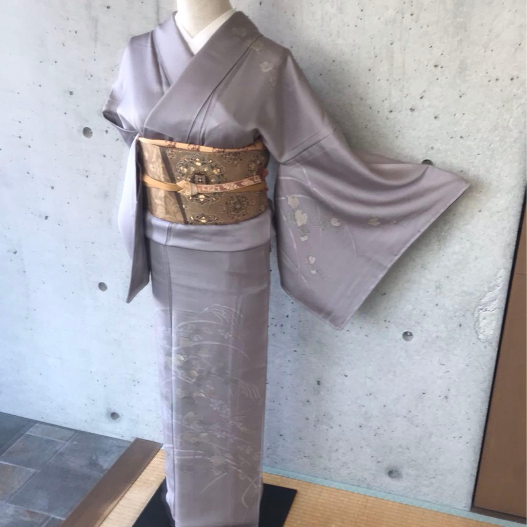 正絹　訪問着　蔓葉薄柄　袷　裄68
