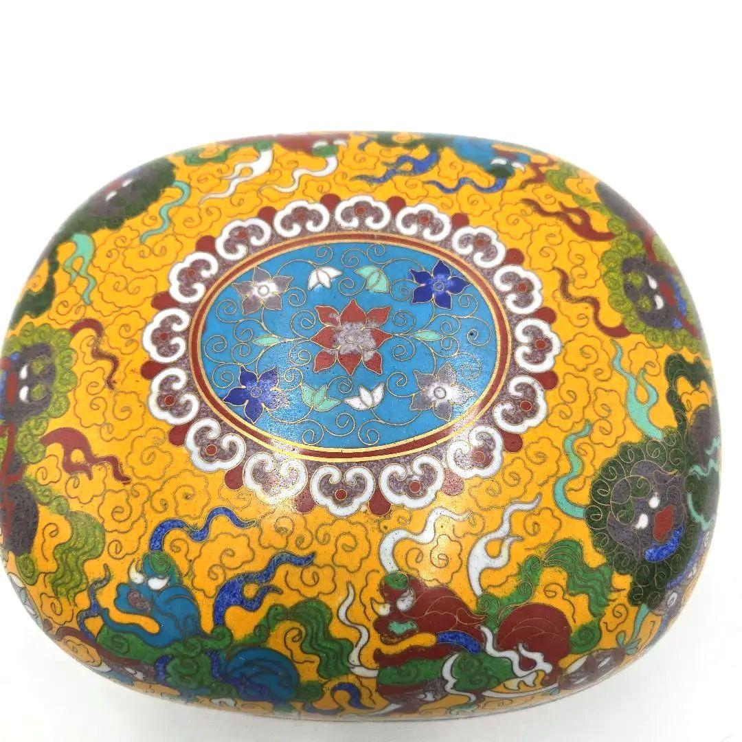 中国風 七宝焼 多色装飾 蓋付きボックス