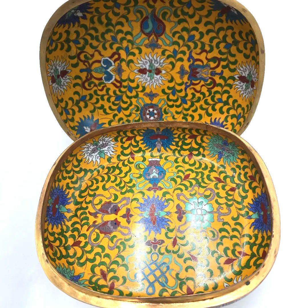 中国風 七宝焼 多色装飾 蓋付きボックス