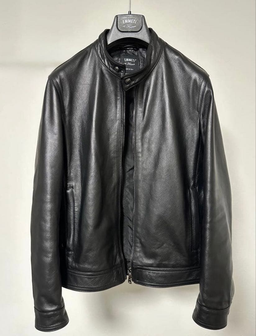 エンメティemmeti juri BEAMS別注 黒 レザーライダース 50