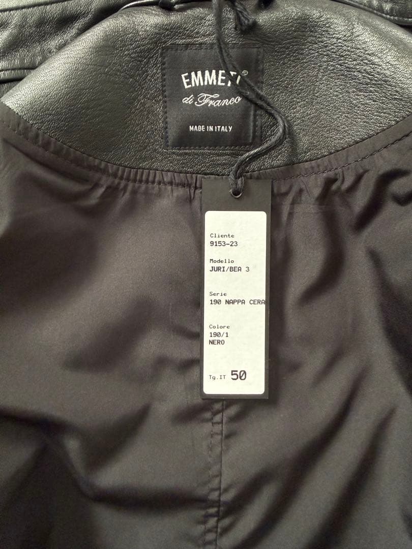 エンメティemmeti juri BEAMS別注 黒 レザーライダース 50