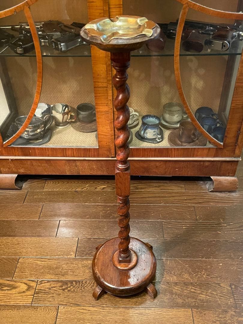 木製アッシュトレイスタンド 英国 アンティーク家具　スモーカーズスタンド　灰皿①