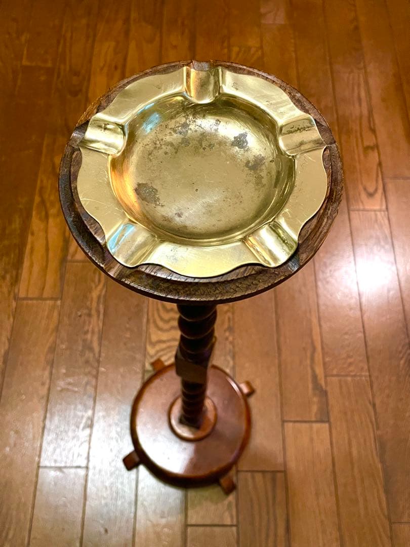 木製アッシュトレイスタンド 英国 アンティーク家具　スモーカーズスタンド　灰皿①