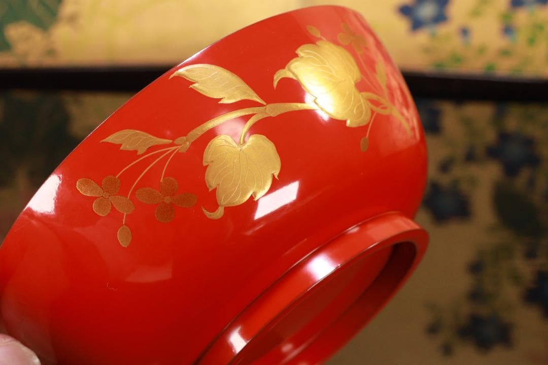 nori、時代漆器　輪島塗　草花金蒔絵　吸物椀　五客　木製 BJ128