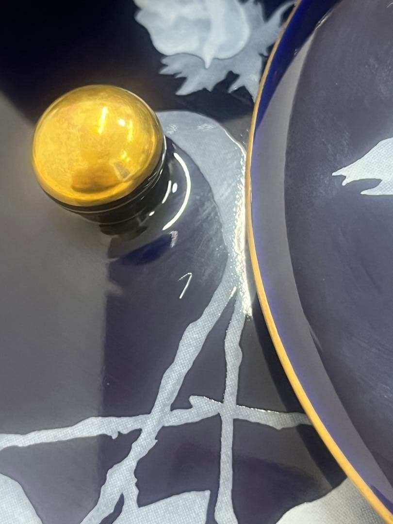 香蘭社 ルリ胡蝶蘭 茶器揃 急須 蓋付き湯呑 セット 金彩