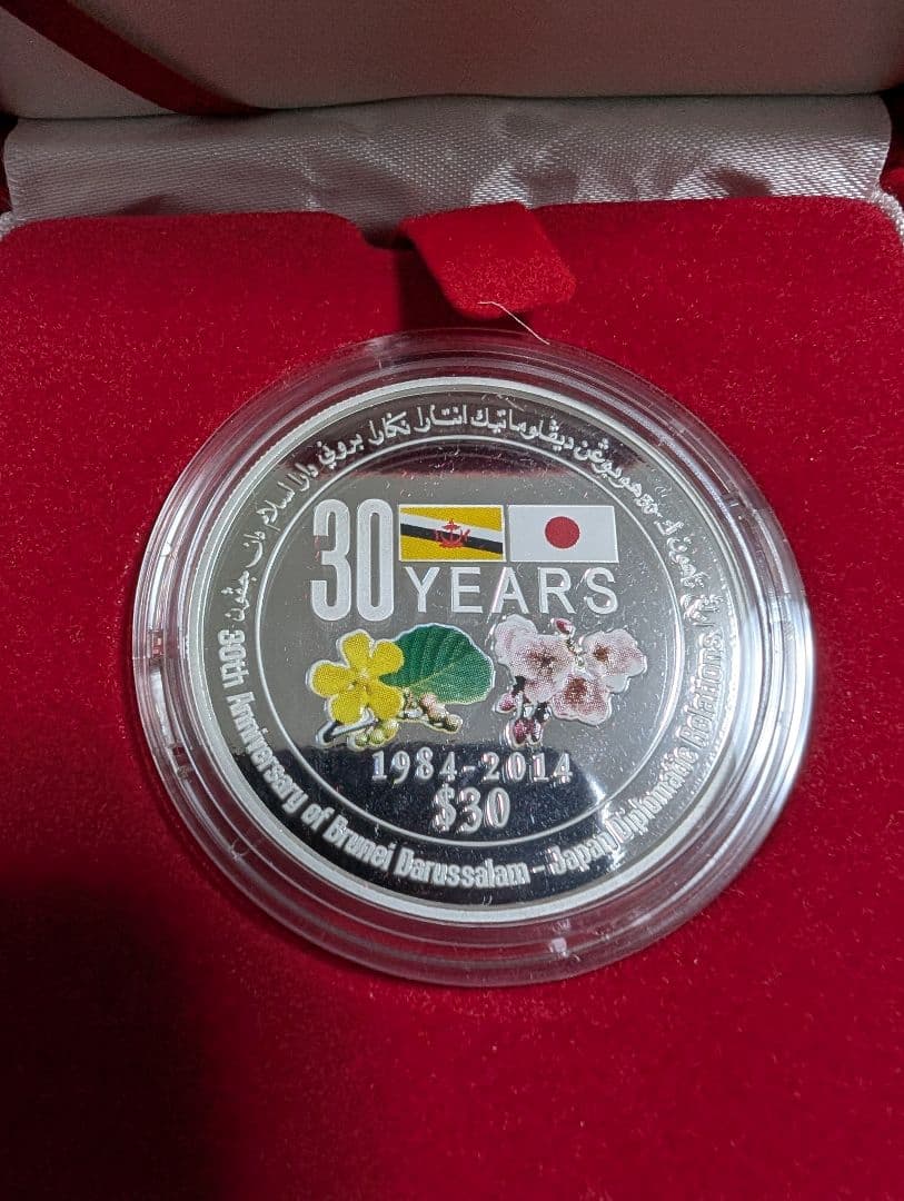 日本ブルネイ外交関係樹立30周年記念　30ドル　プルーフ　１オンス　純銀貨