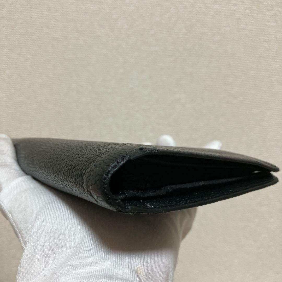 ✨本物鑑定済✨CHANEL キャビアスキン　ココマーク　二つ折り　長財布　黒