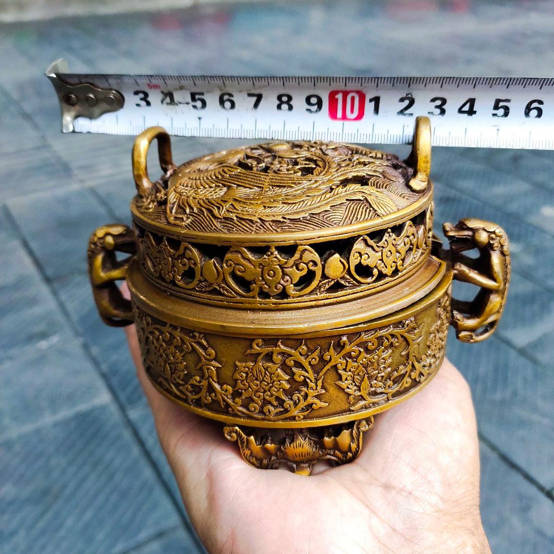 銅器 龍鳳薫香炉 美術品 置物