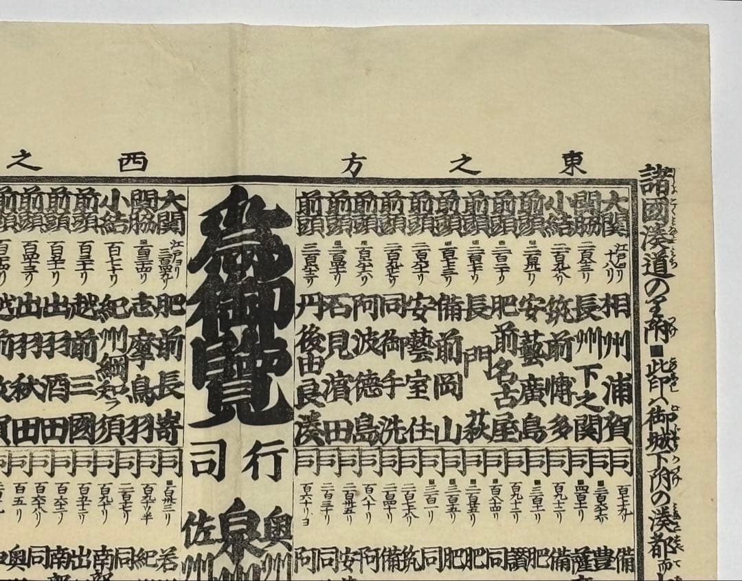 「諸国湊の里附」木版刷り番付 1枚|港番付 木版画 江戸時代