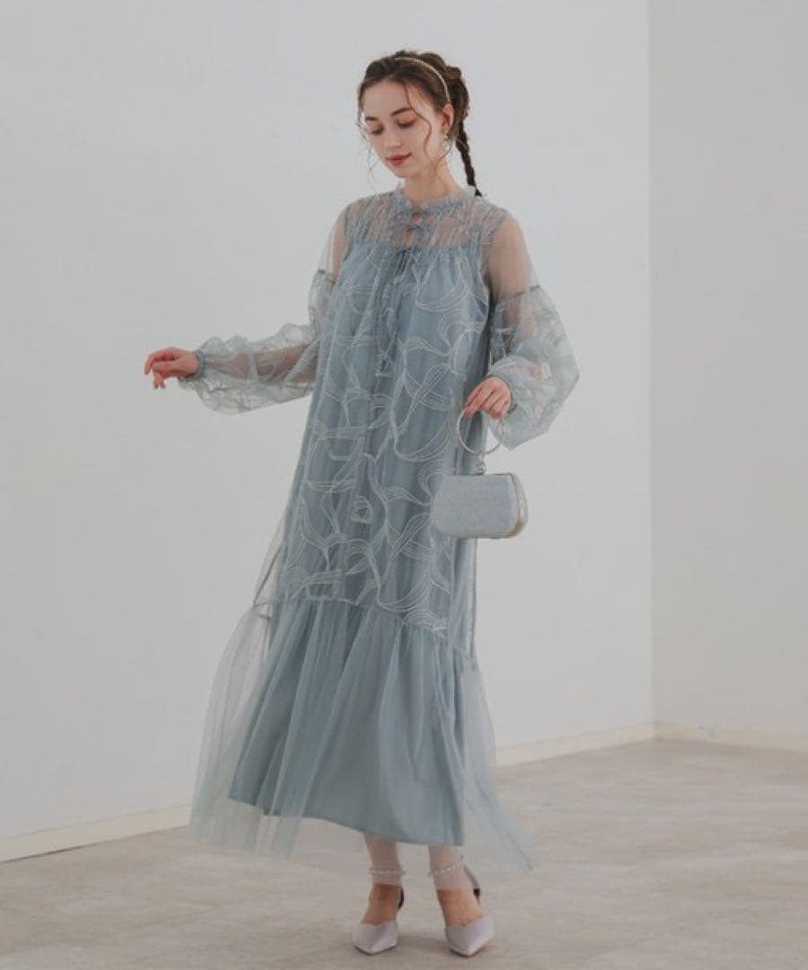 Dorry Doll リボン刺繍ギャザードレス