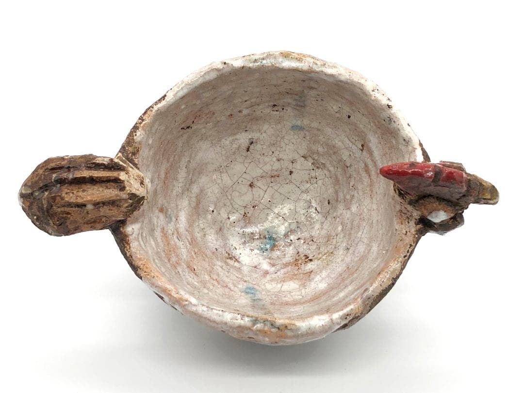 【 古陶碗『東天紅』】　銘花押：宗易（千利休法名） 　蔵出　共箱