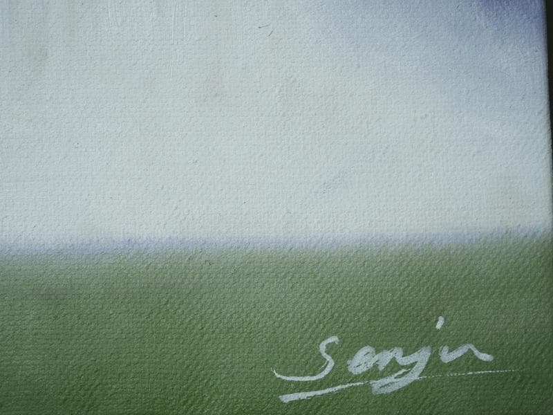 【値下げ】油絵　風景画　千住博　ウォーターフォール　F６号　額付き　手描き　肉筆