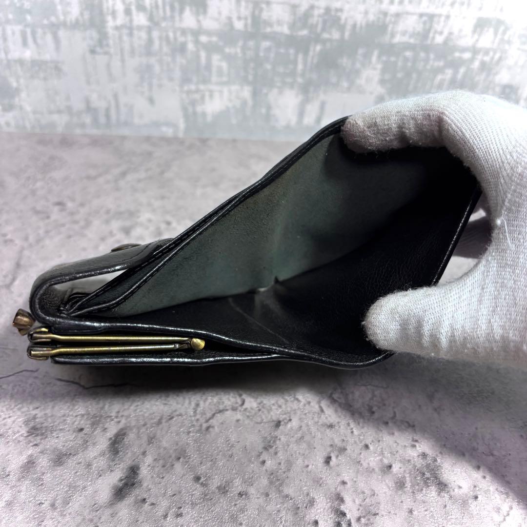 【こーよー！】イルビゾンテ ILBISONTE がま口ミニ財布 黒 シボ革