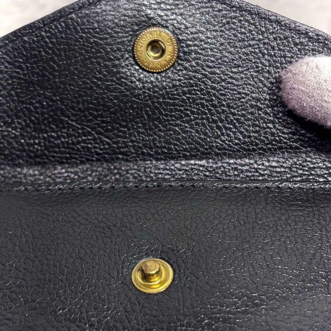 【こーよー！】イルビゾンテ ILBISONTE がま口ミニ財布 黒 シボ革