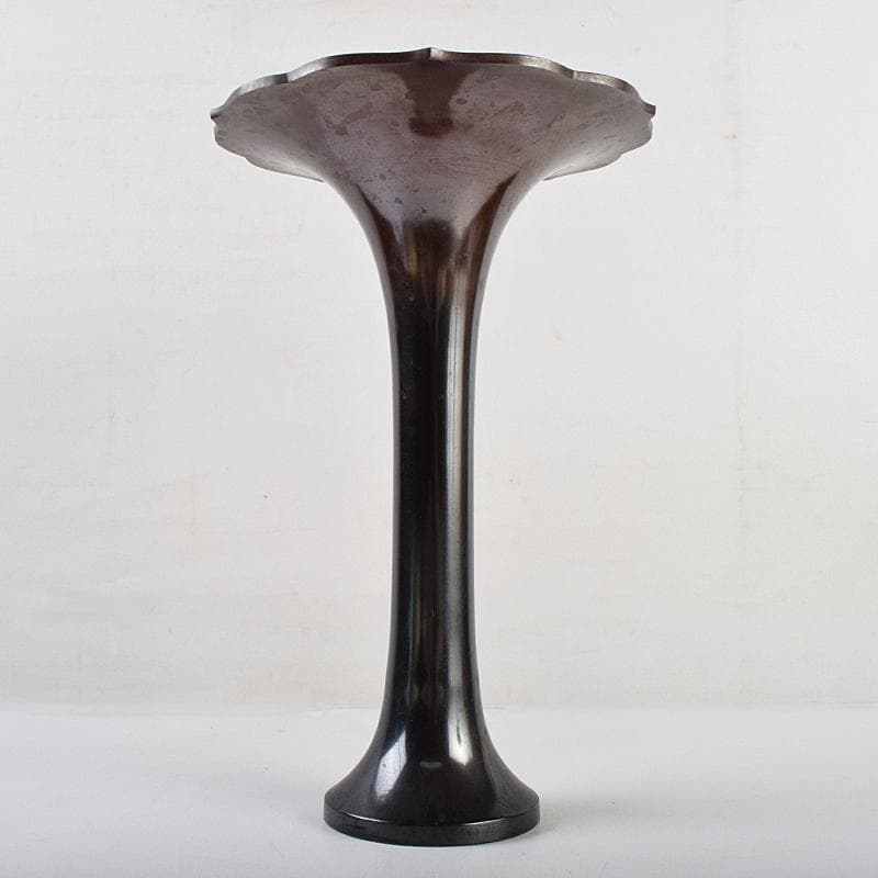 高岡銅器　勝峰作　鋳銅　桔梗口花瓶　共箱　M　R9521B