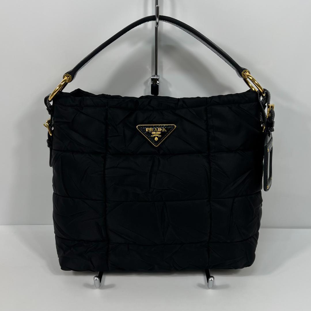 プラダ BR3861 ナイロン ネロ キルティング ハンドバッグ MBZ266