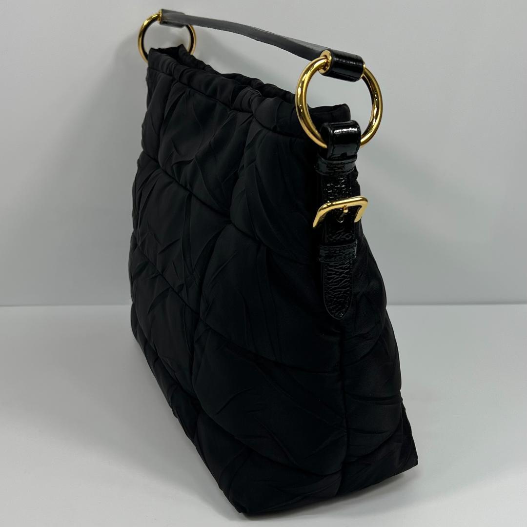 プラダ BR3861 ナイロン ネロ キルティング ハンドバッグ MBZ266