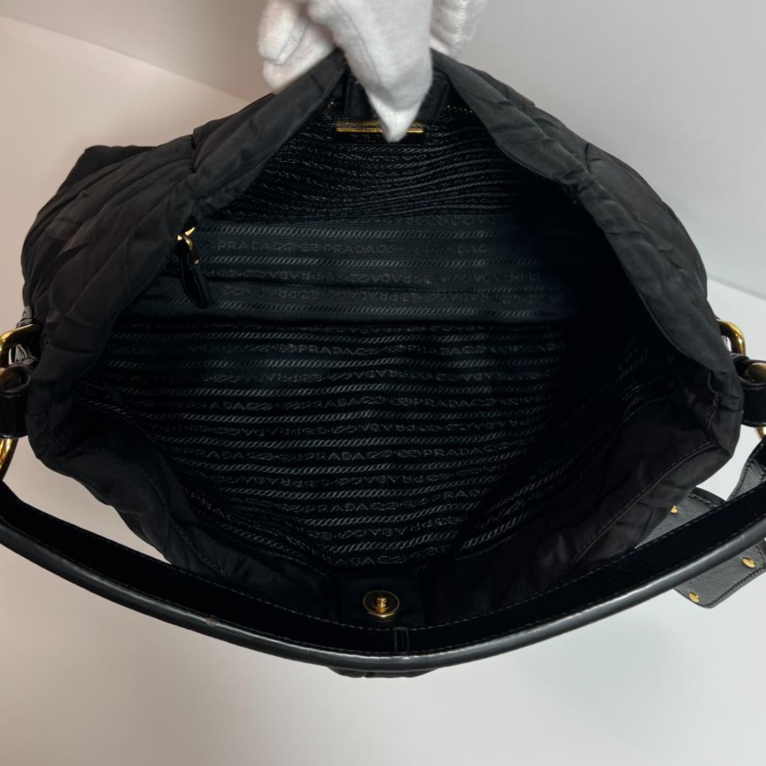 プラダ BR3861 ナイロン ネロ キルティング ハンドバッグ MBZ266