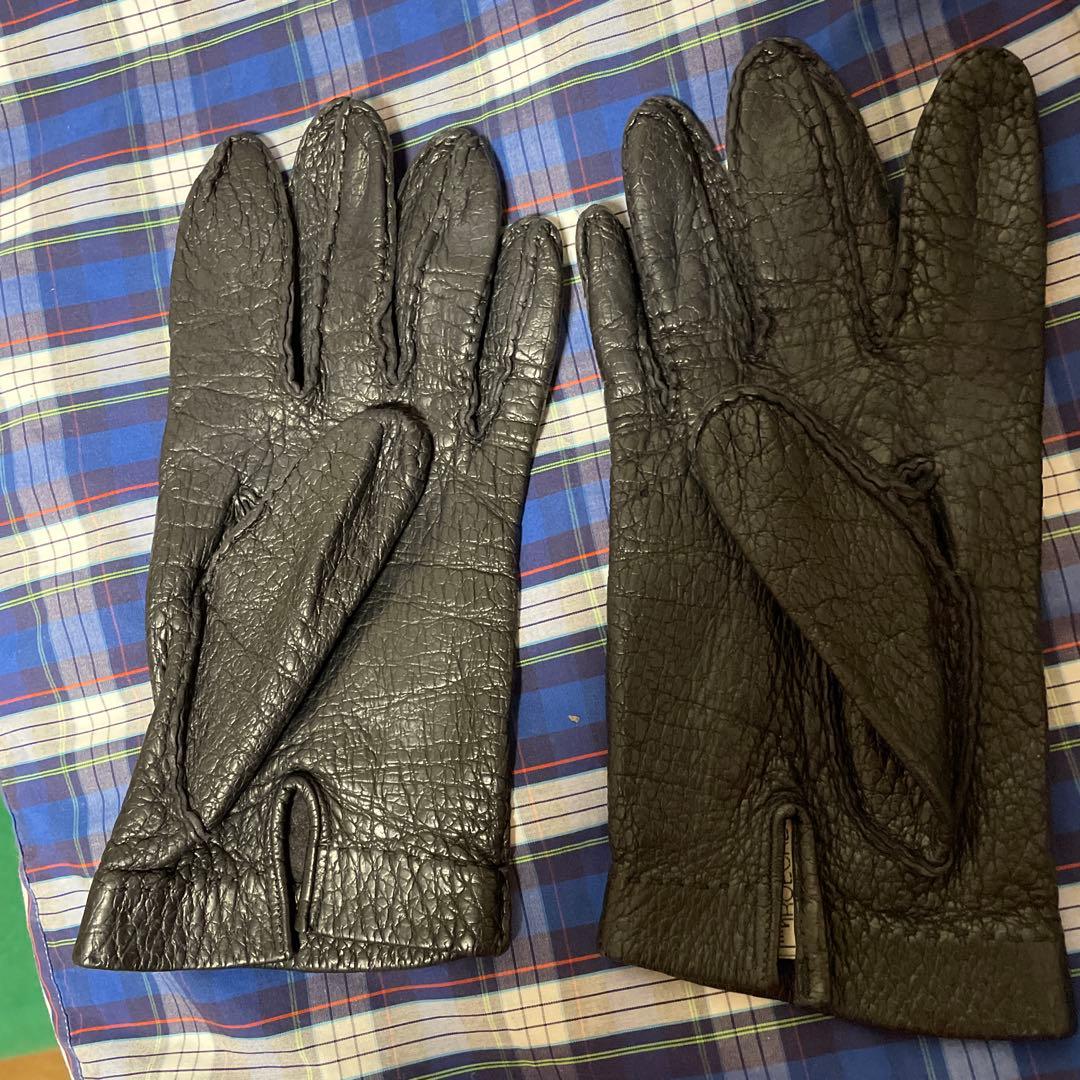 【ドイツ老舗】美品/ROECKL製ペッカリー革手袋7 1/2黒メンズS〜M相当