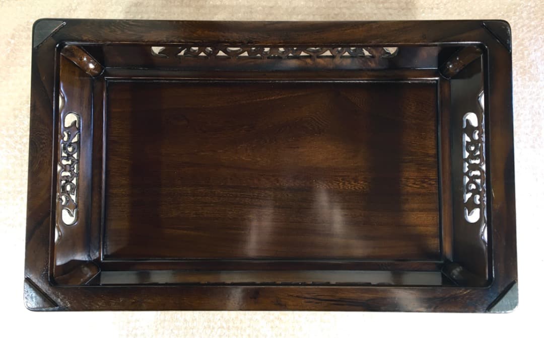 【勝峰作】花台 飾り台 螺鈿細工 金彩蒔絵 机 ガラス付属 ②