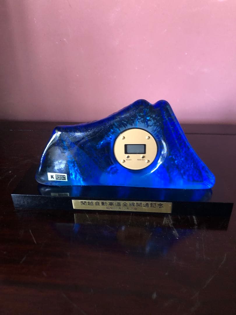 関越自動車道全線開通記念　特製ガラス置時計