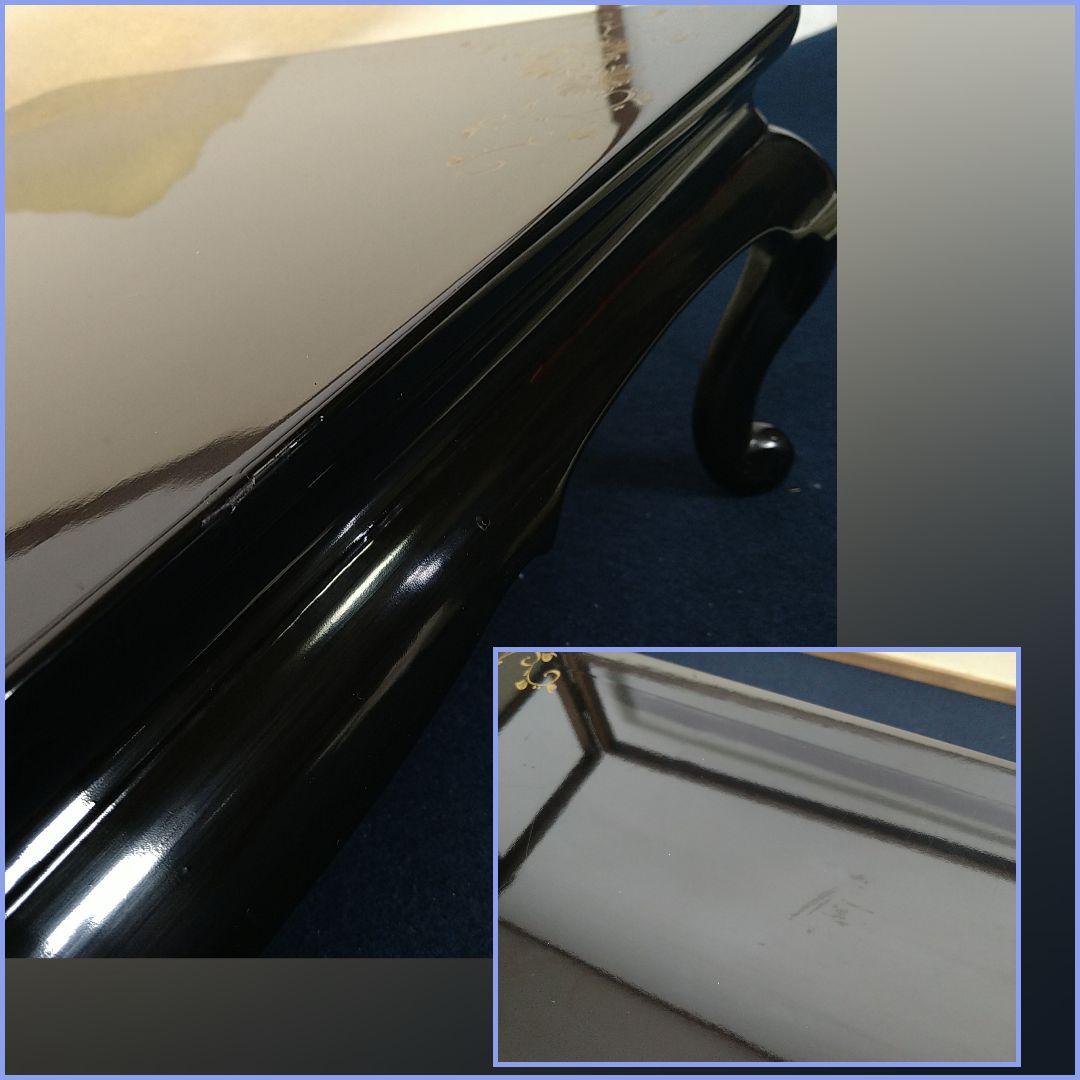 AC27 輪島塗 平卓 沈金 蒔絵 唐草 香炉台 花台 盆栽台 木製 漆塗り