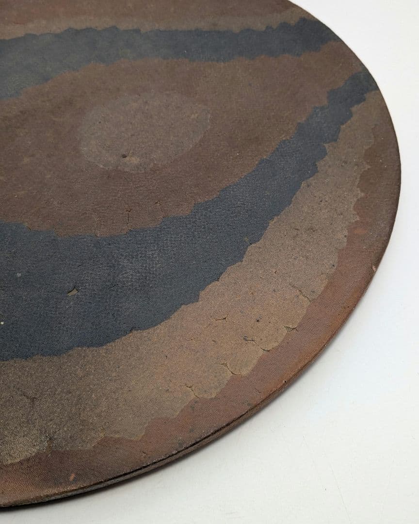 岡山県重要無形文化財 山本出 備前焼 出彩陶板 プレート 敷板 敷瓦 飾り皿