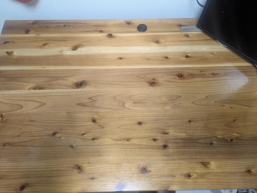 【一枚天板の昇降デスク】かなでもの 天然杉デスク 140cm×80cm