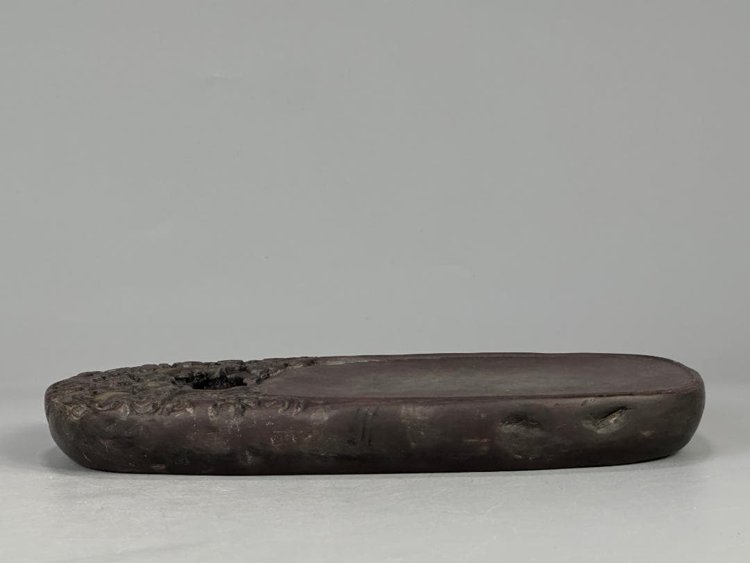 中国美術　清時代　清康熙　陳奕禧銘　祥雲龍文端渓硯　紫端渓　古物保証　唐物　古物