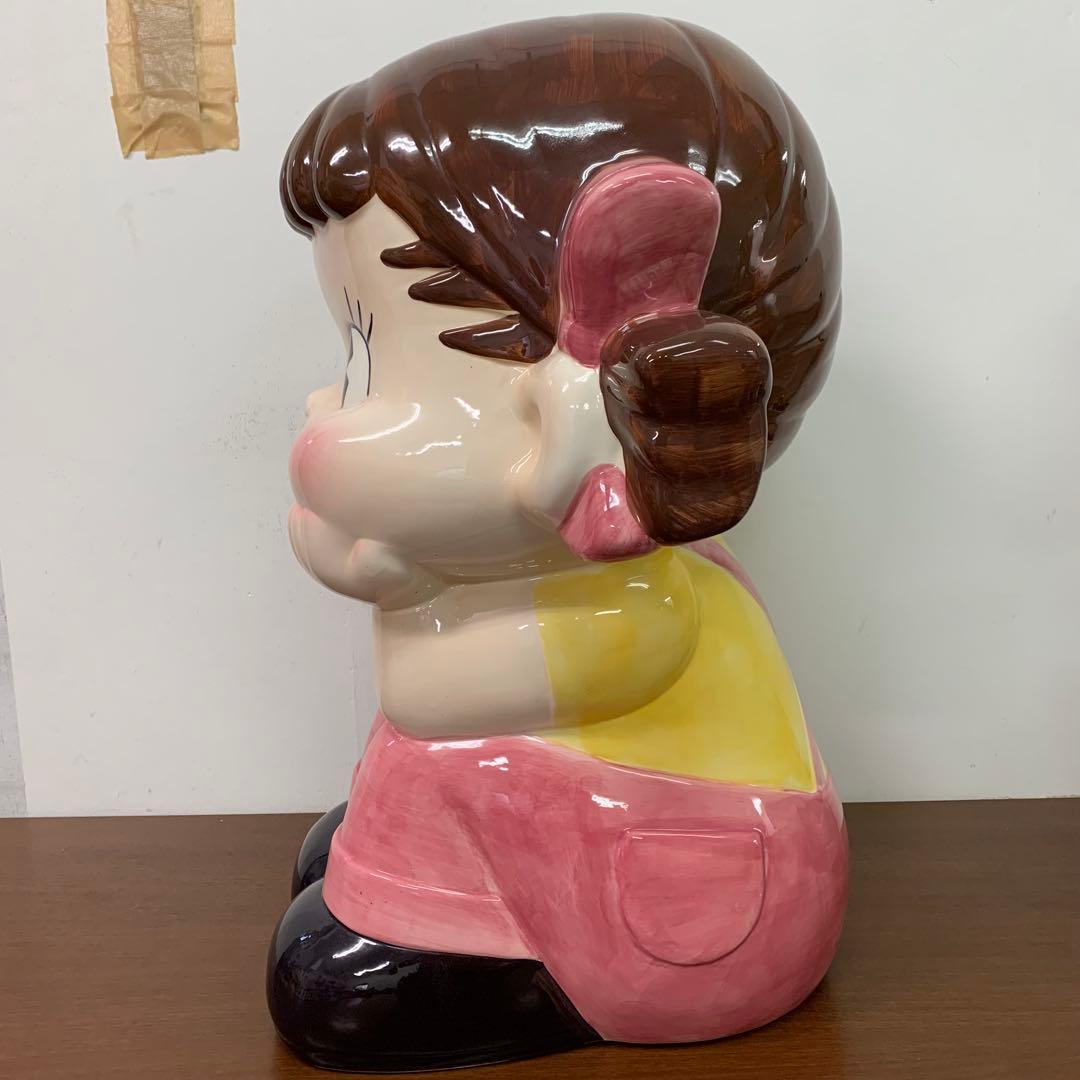 ❶希少 不二家 ペコちゃん ジャンボ 特大 陶器製置物 お座り 限定品 非売品