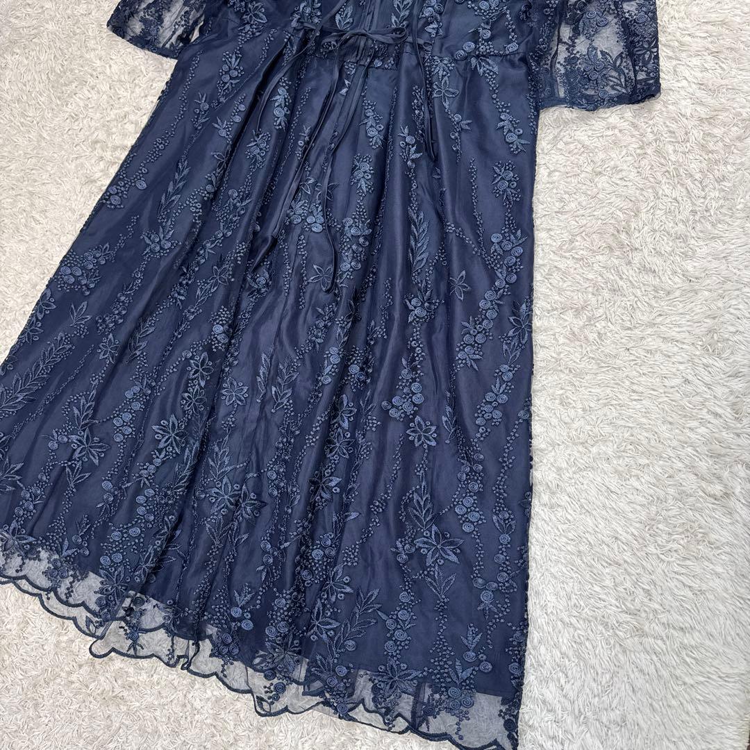 極美品 niana 刺繍レース バックリボン パーティードレス 二次会 4L