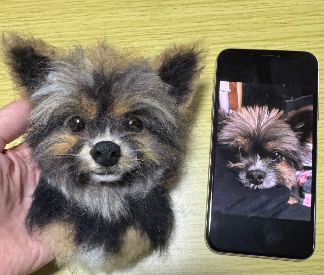 わんこ限定　うちの子プレート　わたわたペットの羊毛フェルト作品